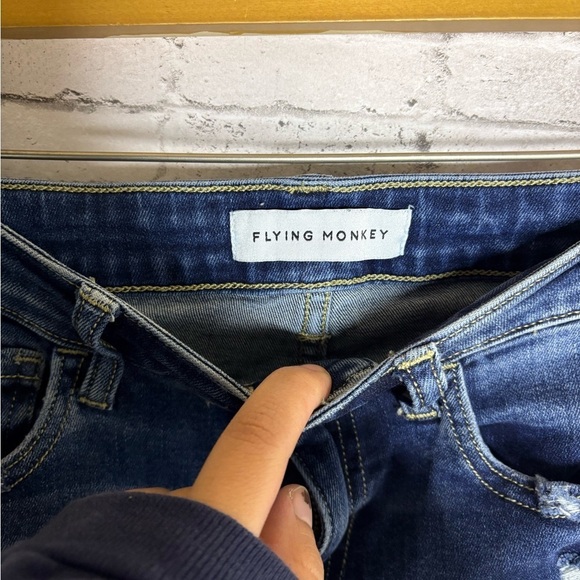 Flying Monkey Darkwash Distressed Skinny Jeans - Picture 4 of 6